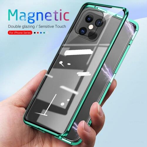 360° Magnetic Flip case For iphone 12 pro max aifon 12 mini 12pro 12mini iphone12 Double-sided tempered glass phone Cover coque