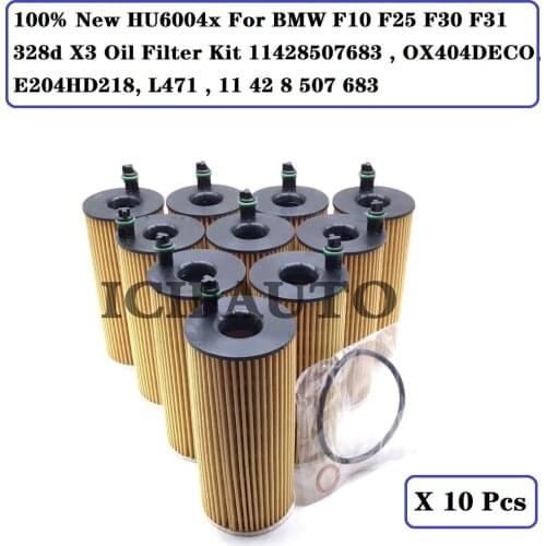 100% New HU6004x For BMW F10 F25 F30 F31 328d X3 Engine Oil Filter Kit 11428507683 OX404DECO E204HD218 L471 11 42 8 507 683