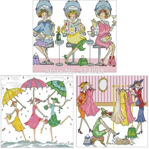 Threesome patterns Counted Cross Stitch 11CT 14CT 18CT DIY Counted Cross Stitch Kits Embroidery Needlework Sets