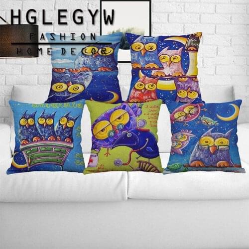 Blue Owl Home Textileation Pillow Case Throw Pillowcase Cotton Linen Printed Pillow Covers For Office Home Textile