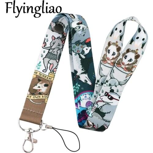 Opossum Mouse Neck Strap Lanyards ID badge card holder keychain Mobile Phone Strap Gift Ribbon webbing necklace