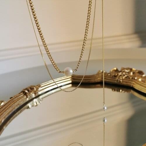 French Luxury 925 Sterling Silver Necklace Double Layer Pearl Pendant Necklace Fashion For Women Girl Fine Jewelry Choker