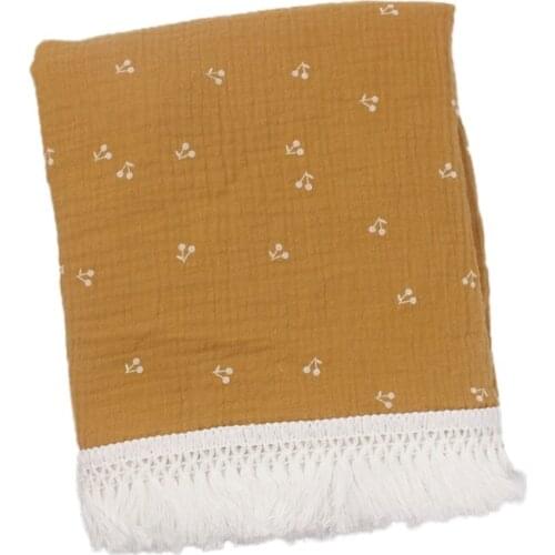 Baby Tassel Swaddle Wrap Pure Cotton Muslin Receiving Blanket Newborn Infant Photography Props Shower Gifts