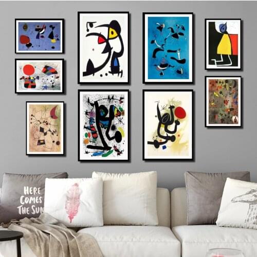 Perfect JL Joan Miro Modern Surrealism Art Paintings Abstract Picture Retro Art Painting Poster Home Decor wall stickers