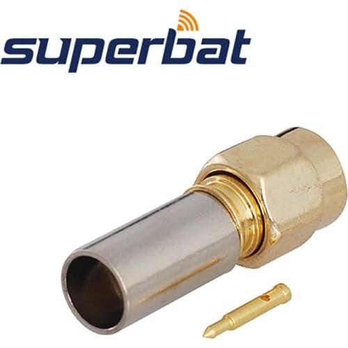 Superbat SMA Plug Straight Crimp RF Coaxial Connector for RG59 LMR200 Cable for Base Stations Antennas