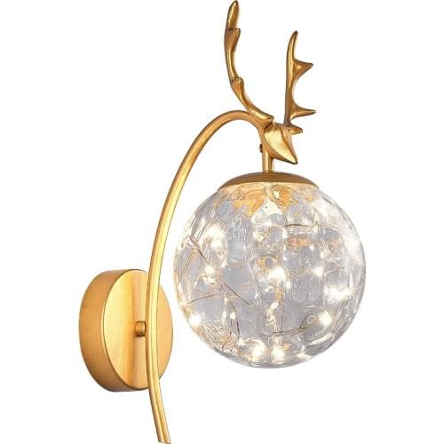 Antlers Starry Bedside Wall Lamp Simple Living Room Bedroom Lighting Creative Staircase Aisle Wall Lamp