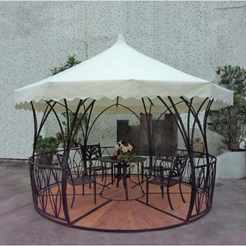 Dia 3.5 luxury meter steel iron rattan outdoor gazebo tent patio pavilion canopy for garden beige sun shade furniture house