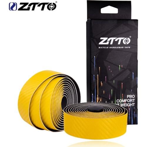 ZTTO Professional Road Bike Bicycle Handlebar Carbon Fiber Pattern EVA PU Bar Tape Soft Cycling Damping With 2 Bar Plug