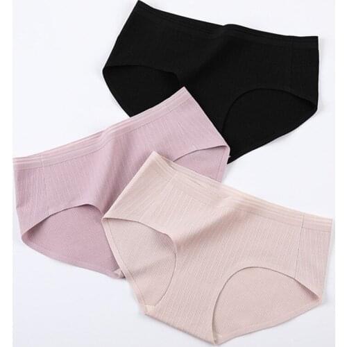 Sexy Cotton Panties for Women Comfortable Solid Color Breathable Female Brief Underpants Seamless Underwear