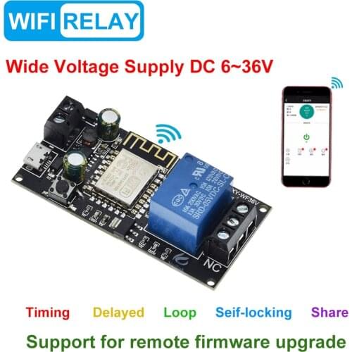 Sinilink WIFI mobile phone remote control relay module DC6V~36V smart home phone APP ESP-12F XY-WF36V