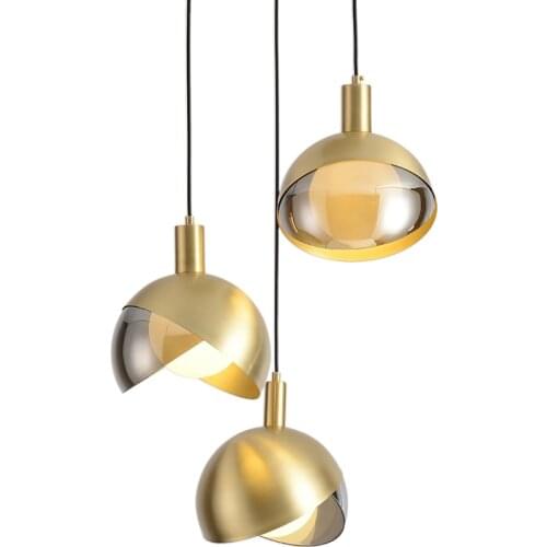 Nordic Design Rose Gold Glass Ball Pendant Light Creative Design Aisle Living Room Bedside Dinner Decro Led Light Fixtures