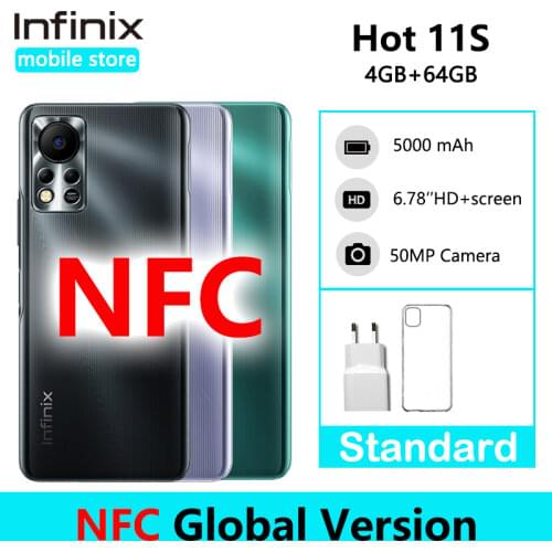 Global Version Infinix Hot 10S NFC Support 4GB 64GB 6.82'' Display Smartphone Helio G85 48MP Triple Rear Camera 5000mAh Battery