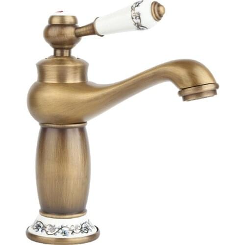 Bathroom Faucet Antique Bronze Finish Basin Sink Brass Faucets Single Handle Hot&Cold Water Mixer Tap Bath Crane