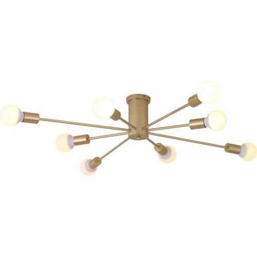 Modern Metal Ceiling Chandelier Indoor Lighting Gold Sockets Retro Spider Light Nordic Living Room Decoration Pendant Lamp