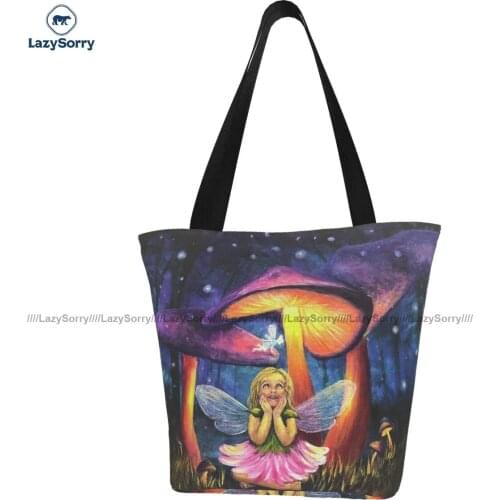 Mushroom Shopping Bag Student Gift Handbags Stylish Polyester Shopping Bags