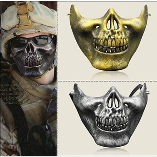 Unisex Adults Halloween Horror Mask Skull Half Face Mask Cosplay Performance Props Game Role Playing Mask Halloween Gifts