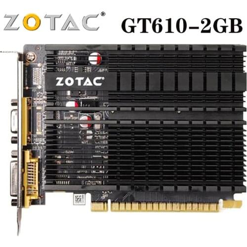 ZOTAC Video Card GeForce GT610 2GB 64Bit GDDR3 Graphics Cards GPU Map For NVIDIA Original GT 610 2GD3 DVI VGA PCI-E Used