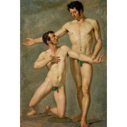 HIGH QUALITY PORTRAIT OIL PAINTING ON CANVAS NUDE MALE" 24"X36"