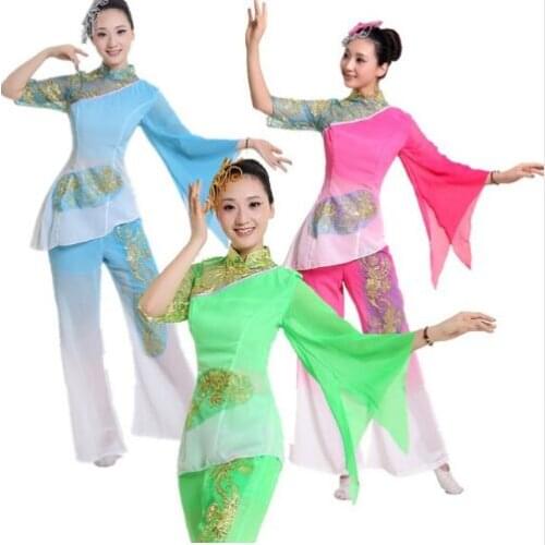 0151) Modern dance yangko dance fan dance costumes dress costume stage clothing drum wear Chinese classical dance