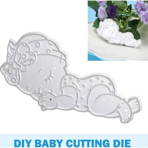 1pc 69*36mm Sleeping Baby Ddecoration Metal Steel DIY Booking Photo Album Embossing Paper Cards