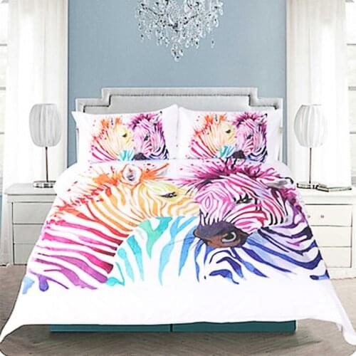 Rainbow Zebra Splash Ink 3D Digital Printing 3 Pcs Bedding Bedroom Decorative Duvet Cover Sets Bed Sheet Set Twin Size