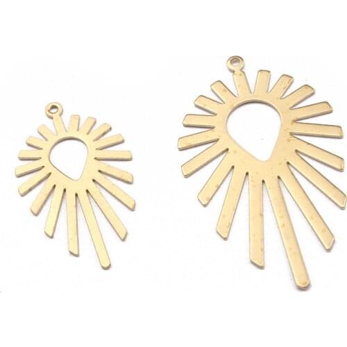 6pcs Raw Brass Heart Sun Flower Charms Pendant Earring Charms For DIY Jewelry Making Supplies