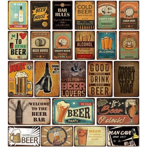 Man Cave Beer Metal Painting Gold Beer Metal Signs Vintage Pub Funny Bar Wall Decor Beer Rules Tin Plates Wall Art Poster