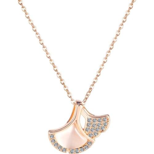 Cyue Rose Plated Stainless Steel Women Necklace Fritillary Scallop Pendant Chain Fashion Jewelry ZYN062 Birthday Gift