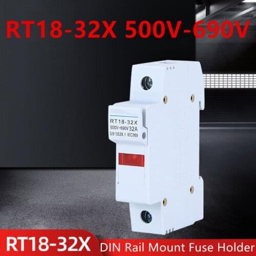 1PC RT18-32X AC 1 Pole 10x38mm DIN Rail Mount Fuse Holder Base Suit For 10 x 38 RO15 RS15
