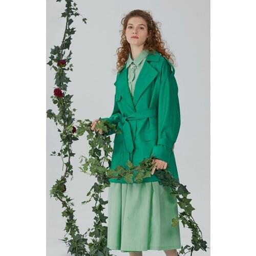 IRINACH329 Spring Summer 2021 Original Design New Arrivals Green Oversize Trench Coat Women