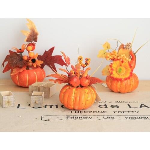 Artificial Pumpkin Autumn Harvest Home Decorative Halloween Party Thanksgiving Ornament Autumn Photography Props Home Decoration