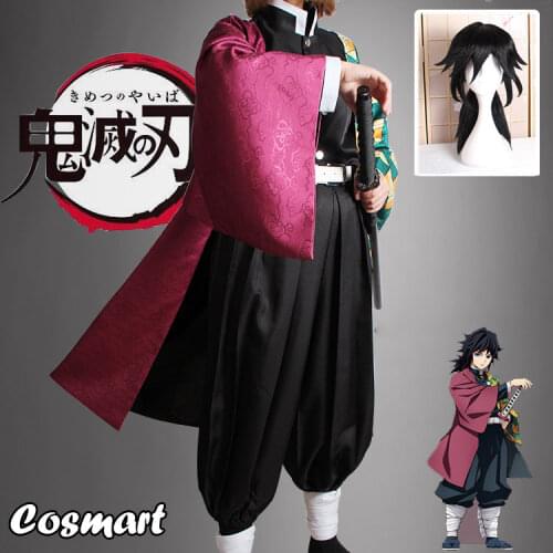 Anime!Demon Slayer Kimetsu no Yaiba Tomioka Giyuu Cosplay Costume Kimono Uniform Halloween Suit For Women Men New