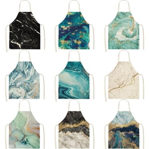 Kitchen Apron Marble Printed Sleeveless Cotton Linen Aprons Men Women Home Cleaning Tools 66x47cm WQ166
