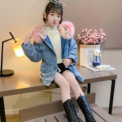 Girls Babys Coat Jacket Outwear 2021 Jean Thicken Winter Autumn Overcoat Top Zipper Cardigan Childrens Clothing