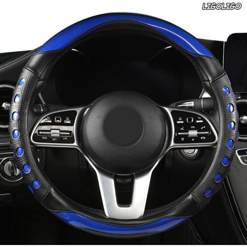 LIGOLIGO Microfiber Leather Car Steering Wheel Cover For Jaguar XF XE F Pace XJ X-type Ruitar E Pace Emblem S-type