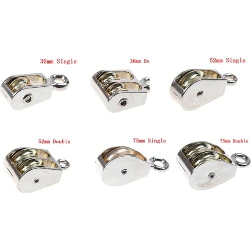 1PCS 36/52/75mm Metal sheave Zinc alloy fixed pulley crown block and tackle Lifting wheel Mini Single/Double Pulley for DIY
