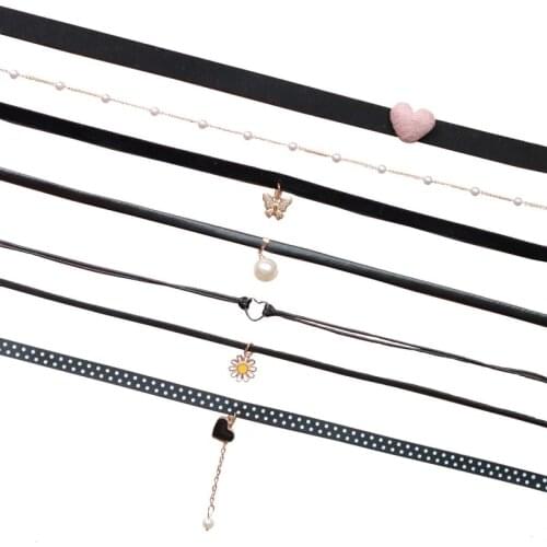 Fashion Ladies Short Rope Necklace heart Pendant Clavicle Chain Accessories Birthday Gift Butterfly chokers Jewelry Woman