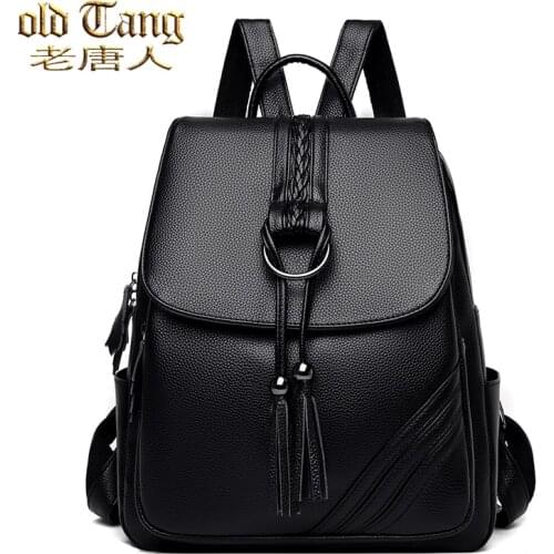 Leather Fashion Women Backpack 2021 School Bag for Teenage Girls Female Preppy Style Solid Small Backpack School Travel Pack