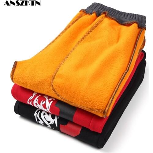 ANSZKTN Mens Wool Pants Men Thick Fleece joggers Winter Warm Pant Heavyweight Trousers Men Sweatpants
