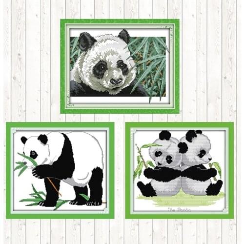 Panda DIY Crafts Embroidery Kit Cross Stitch Kit Needlework Embroidery Patterns 14ct 11ct Count Print Canvas Handmade Needlework
