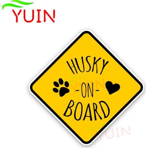 HUSKY ON BOARD Car Sticker Fashion Decal Cars Accessories Lovely Dog Print PVC Decoration Waterproof Sunscreen Decal 16*16cm