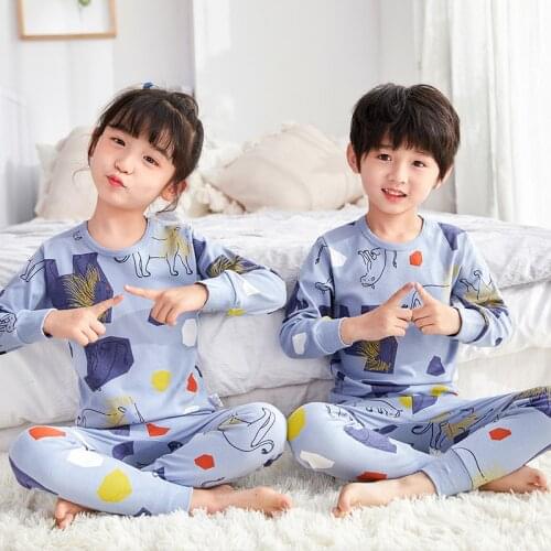 Autumn Cotton Pijama Infantil Full-sleeved Baby Girls Clothes Suit Cartoon Children Clothing Kids Pajamas Toddler Boys Sleepwear