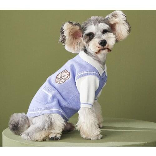 Leisure Dog School Suits for Small Medium Dogs Schnauzer Sweaters French Bulldog Coat Winter Warm Dog Clothes Pets Costumes
