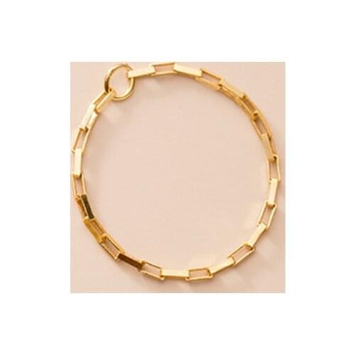 Real 925 Sterling Silver Chain Ring For Fashion Women Party Geometric Fine Jewelry Minimalist Hiphop Accessories Gift