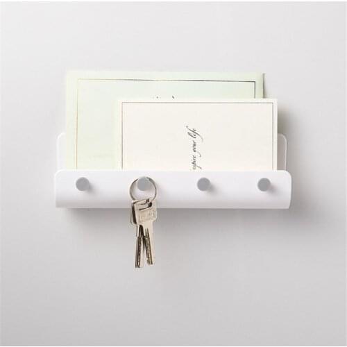 Self Adhesive Coat Hooks Key Holder Wall Punch-free Hanging Hanger With Mobile Phone Holder Organizer Home Accessories