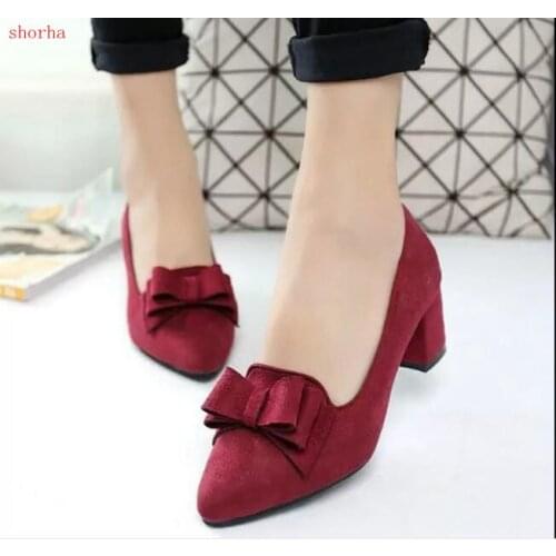 New Women Block High Heels shoes Lady Scarpins red Satin Pumps Female Wedding black Blue Silk Transparent Shoes