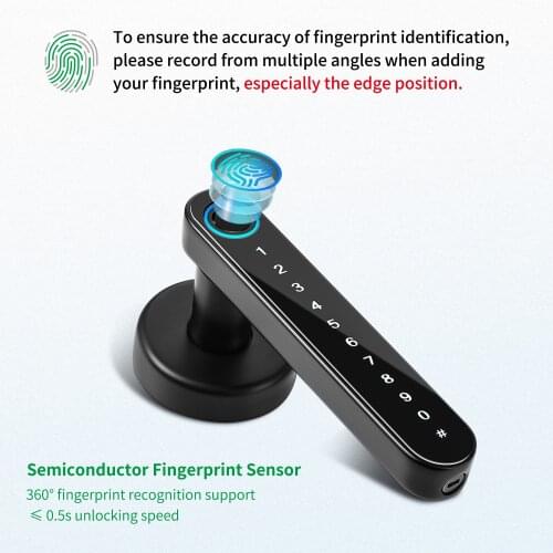 Electronic Handle Smart Lock Fingerprint Biometric Digital Code Keyless Door Lock for Home Compatible With Different Mortise