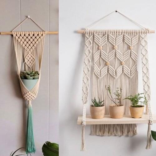 DIY crochet bag Cotton Rope Macrame Cord knitting handcrafted plant hangers tools tapestry net bag hand woven knit thread