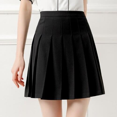 Korean Style College Style Slim High Waist Short Skirt Women A-line Skirt Loose Pleated Mini Skirt