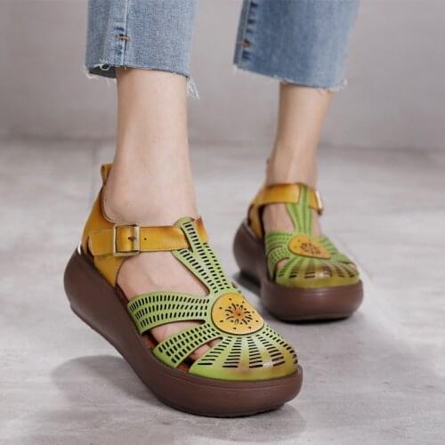 Careaymade-Summer Sandals Women New Genuine Leather Ladies Sandals Platform Womens Shoes Casual Retro comfortable sandals